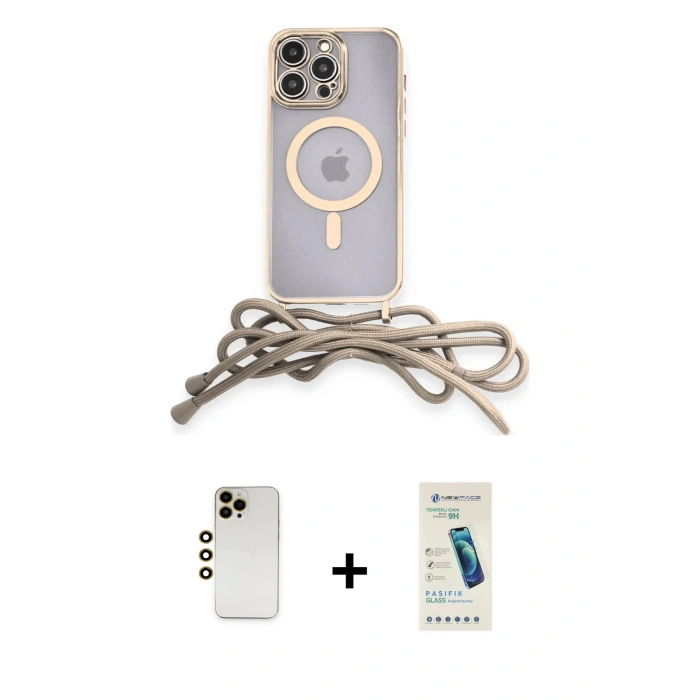 MARSİLYAN™- iPhone 13 Pro Max Kılıf Eksen Özel Seri - Şeffaf Pasifik Cam Ekran Koruyucu + Shine Kamera Lens - GD