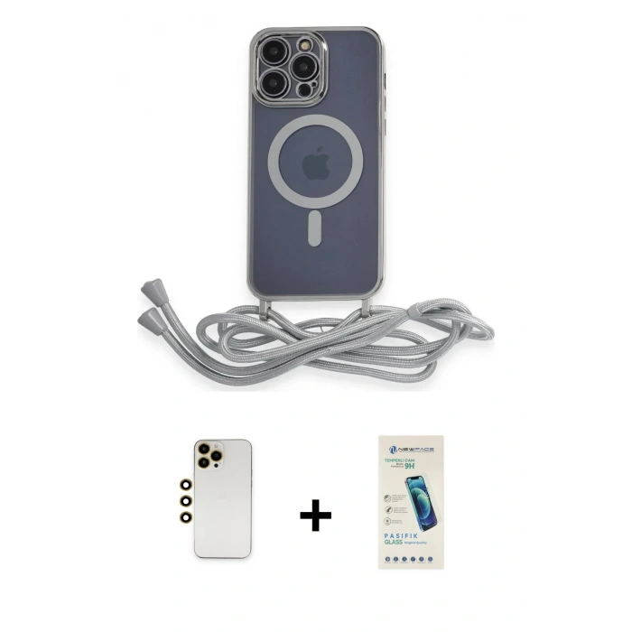 MARSİLYAN™- iPhone 13 Pro Max Kılıf Eksen Özel Seri - Şeffaf Pasifik Cam Ekran Koruyucu + Shine Kamera Lens - GD