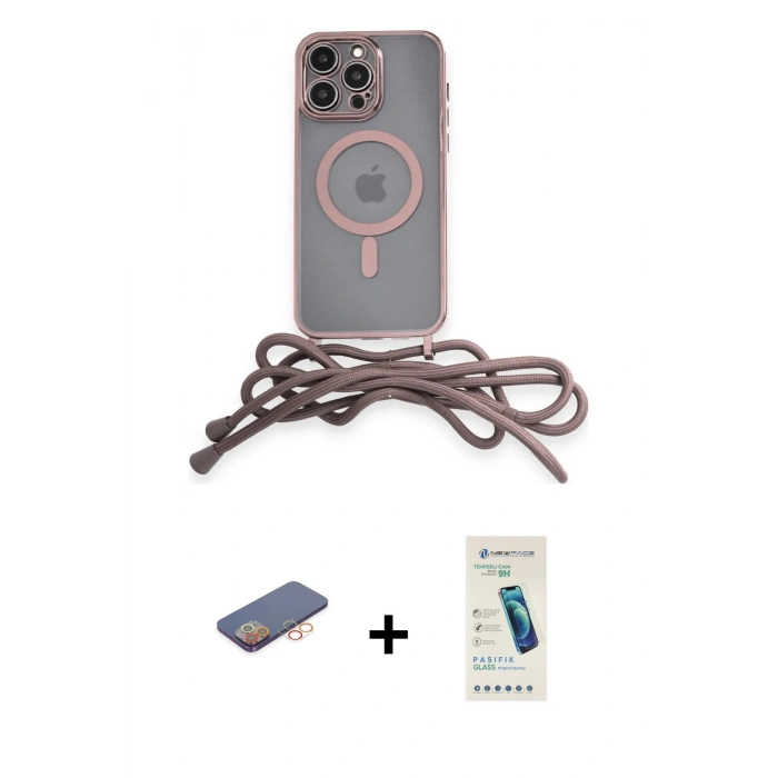 MARSİLYAN™- iPhone 13 Pro Max Kılıf Eksen Özel Seri - Şeffaf Pasifik Cam Ekran Koruyucu + Renkli Kamera Lens Koruma Cam - TU