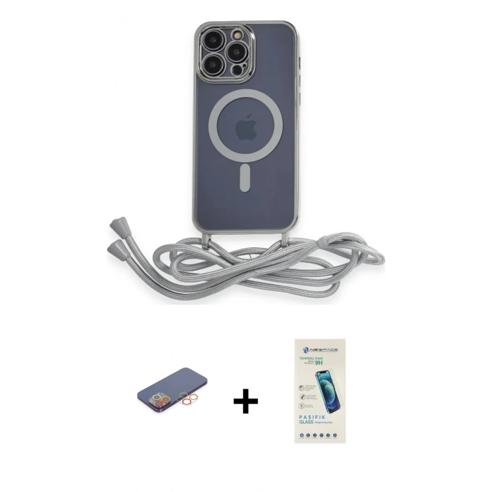 MARSİLYAN™- iPhone 13 Pro Max Kılıf Eksen Özel Seri - Şeffaf Pasifik Cam Ekran Koruyucu + Renkli Kamera Lens Koruma Cam - TU