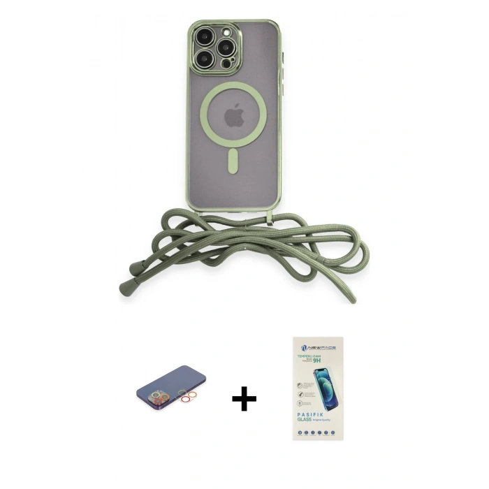 MARSİLYAN™- iPhone 13 Pro Max Kılıf Eksen Özel Seri - Şeffaf Pasifik Cam Ekran Koruyucu + Renkli Kamera Lens Koruma Cam - TU