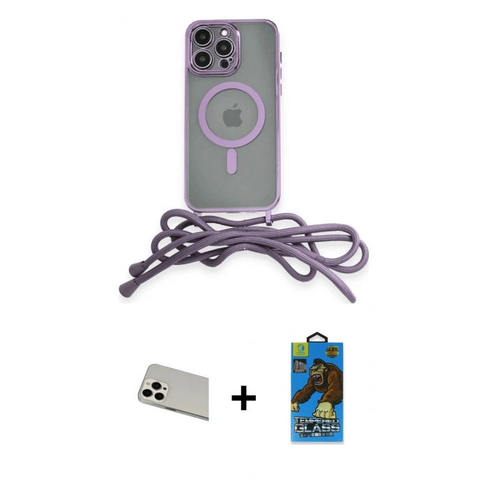 MARSİLYAN™- iPhone 13 Pro Max Kılıf Eksen Özel Seri - Siyah 18D Cam Ekran Koruyucu + Rainbow Kamera Lens Koruma Cam - BZ