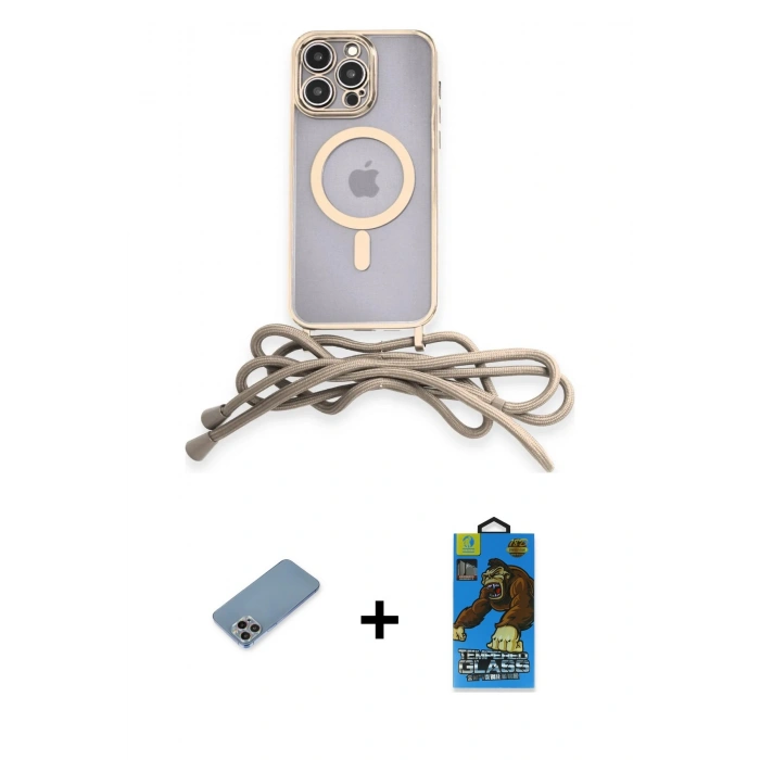 MARSİLYAN™- iPhone 13 Pro Max Kılıf Eksen Özel Seri - Siyah 18D Cam Ekran Koruyucu + Shine Kamera Lens Koruma Cam - GI