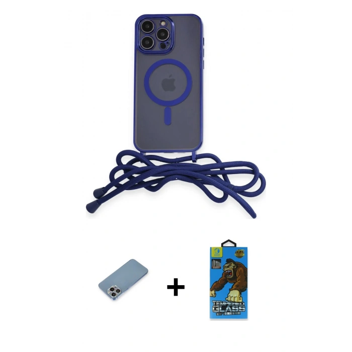 MARSİLYAN™- iPhone 13 Pro Max Kılıf Eksen Özel Seri - Siyah 18D Cam Ekran Koruyucu + Shine Kamera Lens Koruma Cam - GI
