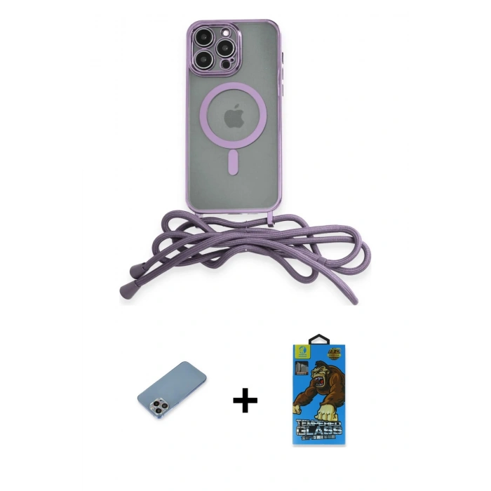 MARSİLYAN™- iPhone 13 Pro Max Kılıf Eksen Özel Seri - Siyah 18D Cam Ekran Koruyucu + Shine Kamera Lens Koruma Cam - GI