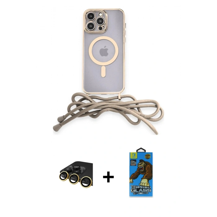 MARSİLYAN™- iPhone 13 Pro Max Kılıf Eksen Özel Seri - Siyah 18D Cam Ekran Koruyucu + Raze Metal Kamera Lens - GD