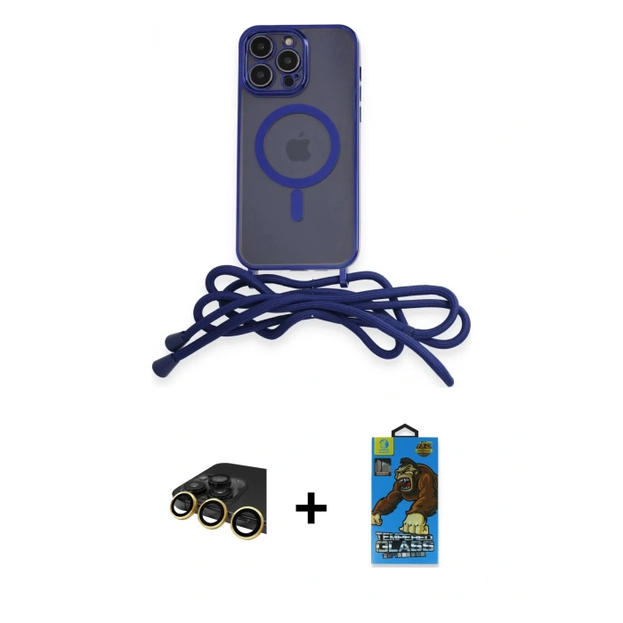 MARSİLYAN™- iPhone 13 Pro Max Kılıf Eksen Özel Seri - Siyah 18D Cam Ekran Koruyucu + Raze Metal Kamera Lens - GD