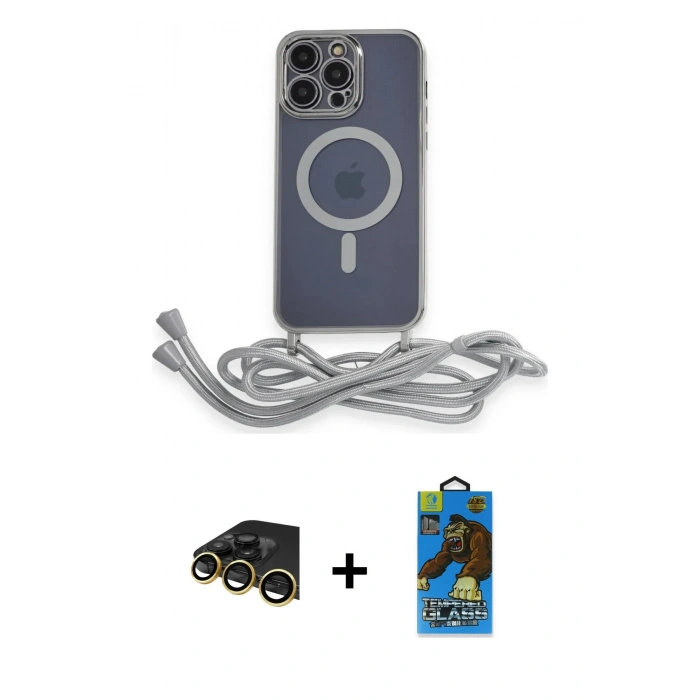 MARSİLYAN™- iPhone 13 Pro Max Kılıf Eksen Özel Seri - Siyah 18D Cam Ekran Koruyucu + Raze Metal Kamera Lens - GD
