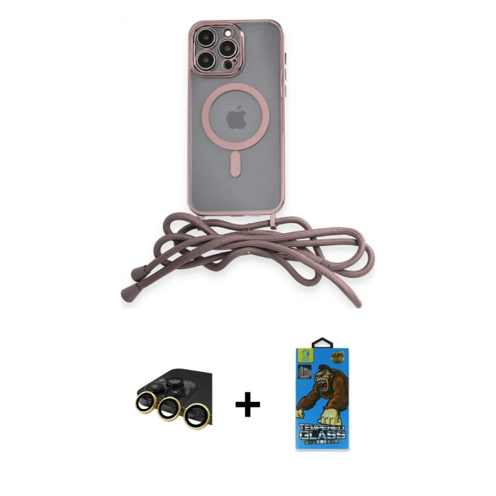 MARSİLYAN™- iPhone 13 Pro Max Kılıf Eksen Özel Seri - Siyah 18D Cam Ekran Koruyucu + Raze Metal Kamera Lens - GD