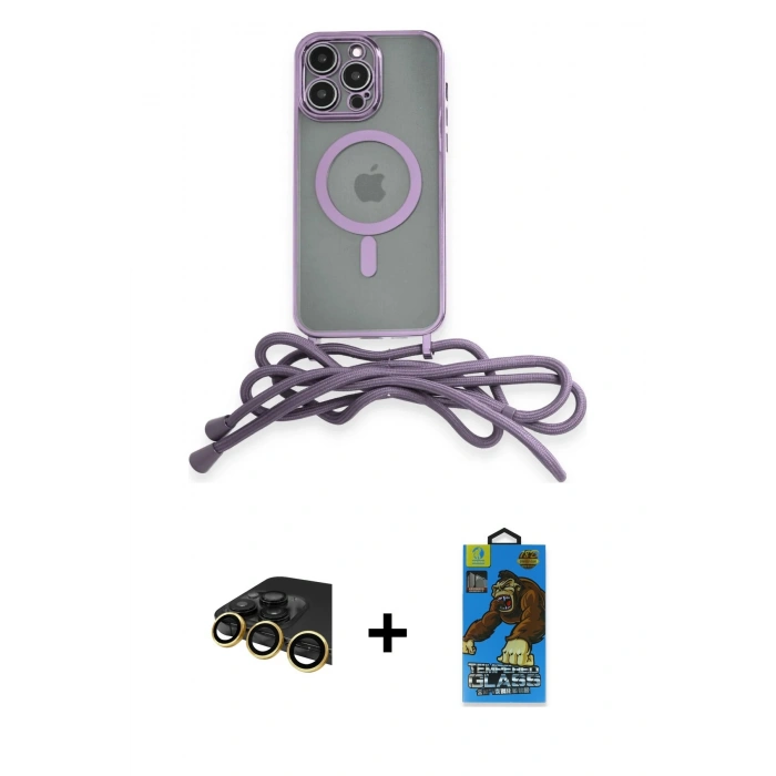 MARSİLYAN™- iPhone 13 Pro Max Kılıf Eksen Özel Seri - Siyah 18D Cam Ekran Koruyucu + Raze Metal Kamera Lens - GD