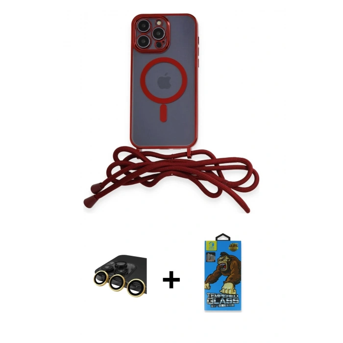 MARSİLYAN™- iPhone 13 Pro Max Kılıf Eksen Özel Seri - Siyah 18D Cam Ekran Koruyucu + Raze Metal Kamera Lens - GD