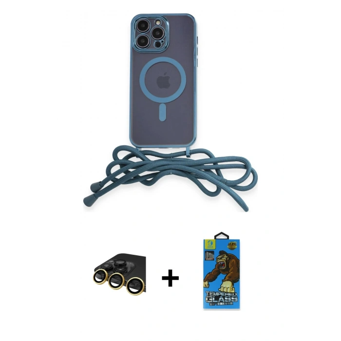 MARSİLYAN™- iPhone 13 Pro Max Kılıf Eksen Özel Seri - Siyah 18D Cam Ekran Koruyucu + Raze Metal Kamera Lens - GD