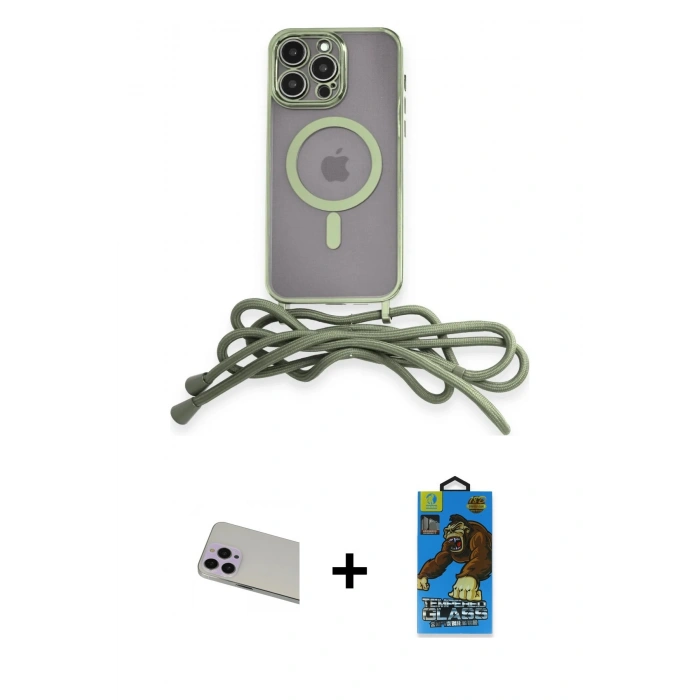 MARSİLYAN™- iPhone 13 Pro Max Kılıf Eksen Özel Seri - Siyah 18D Cam Ekran Koruyucu + Mor Rainbow Kamera Lens Koruma Cam