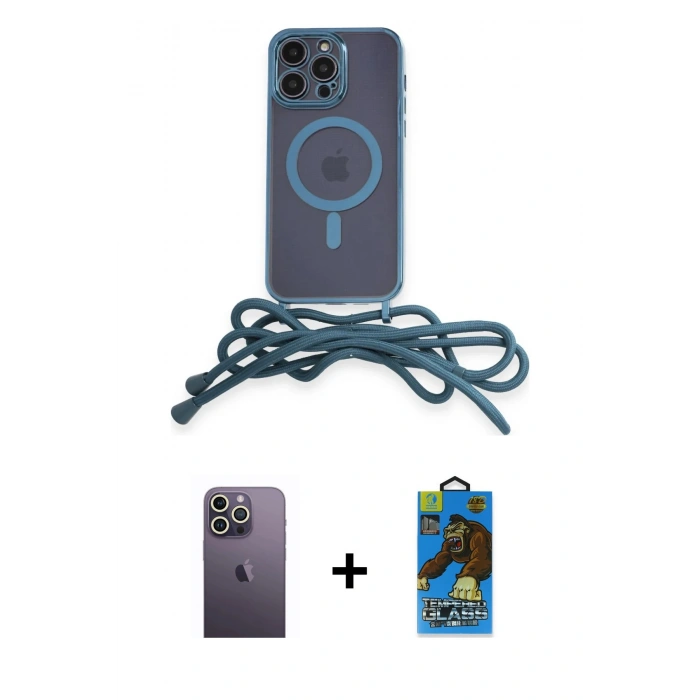 MARSİLYAN™- iPhone 13 Pro Max Kılıf Eksen Özel Seri - Siyah 18D Cam Ekran Koruyucu + Neon Fosforlu Kamera Lens - BZ
