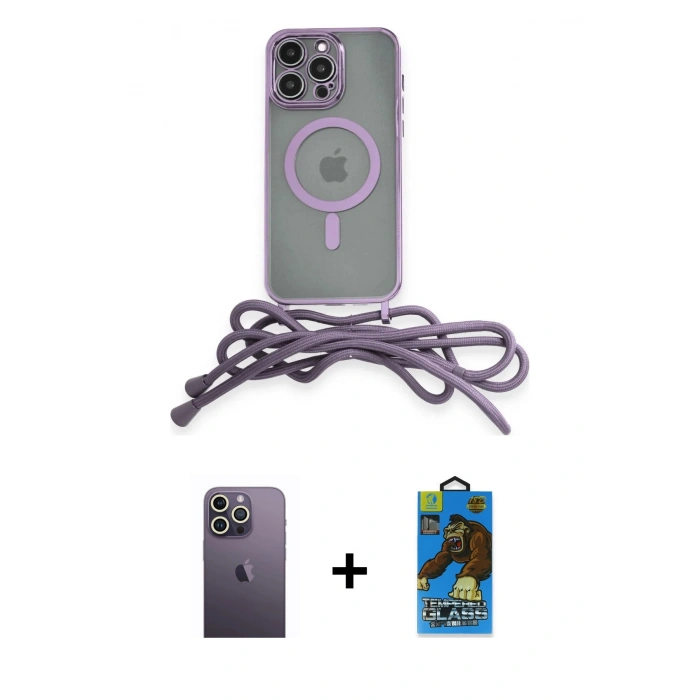 MARSİLYAN™- iPhone 13 Pro Max Kılıf Eksen Özel Seri - Siyah 18D Cam Ekran Koruyucu + Neon Fosforlu Kamera Lens - BZ