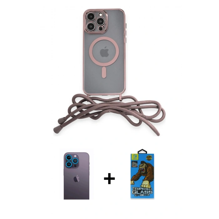 MARSİLYAN™- iPhone 13 Pro Max Kılıf Eksen Özel Seri - Siyah 18D Cam Ekran Koruyucu + Neon Fosforlu Kamera Lens - MI