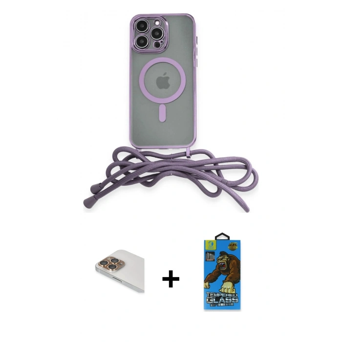 MARSİLYAN™- iPhone 13 Pro Max Kılıf Eksen Özel Seri - Siyah 18D Cam Ekran Koruyucu + Pers Alüminyum Kamera Lens - GD