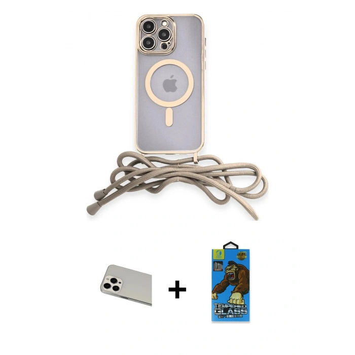 MARSİLYAN™- iPhone 13 Pro Max Kılıf Eksen Özel Seri - Siyah 18D Cam Ekran Koruyucu + Rainbow Kamera Lens Koruma Cam - BZ
