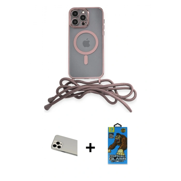 MARSİLYAN™- iPhone 13 Pro Max Kılıf Eksen Özel Seri - Siyah 18D Cam Ekran Koruyucu + Rainbow Kamera Lens Koruma Cam - BZ