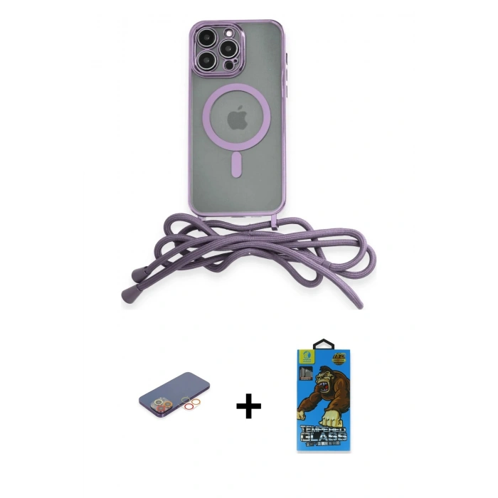 MARSİLYAN™- iPhone 13 Pro Max Kılıf Eksen Özel Seri - Siyah 18D Cam Ekran Koruyucu + Renkli Kamera Lens Koruma Cam - TU