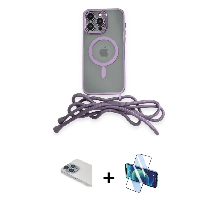 MARSİLYAN™- iPhone 13 Pro Max Kılıf Eksen Özel Seri - Siyah 3D Antistatik Cam Ekran Koruyucu + Pers Alüminyum Kamera Lens - SABE