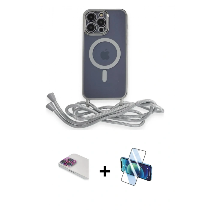 MARSİLYAN™- iPhone 13 Pro Max Kılıf Eksen Özel Seri - Siyah 3D Antistatik Cam Ekran Koruyucu + Pers Alüminyum Kamera Lens - GI