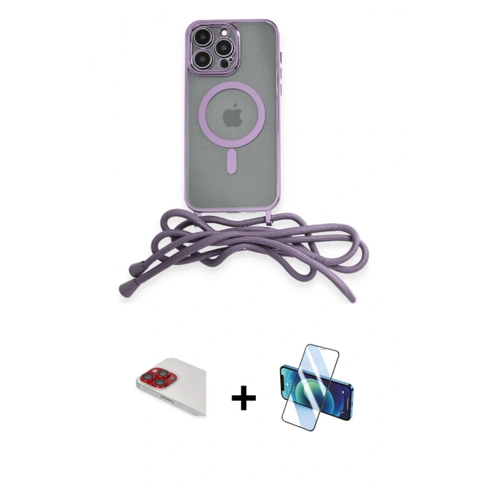 MARSİLYAN™- iPhone 13 Pro Max Kılıf Eksen Özel Seri - Siyah 3D Antistatik Cam Ekran Koruyucu + Pers Alüminyum Kamera Lens - KI