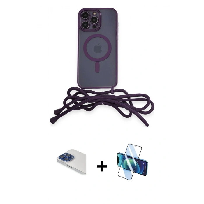 MARSİLYAN™- iPhone 13 Pro Max Kılıf Eksen Özel Seri - Siyah 3D Antistatik Cam Ekran Koruyucu + Pers Alüminyum Kamera Lens - LT