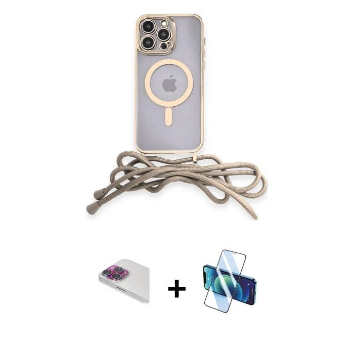 MARSİLYAN™- iPhone 13 Pro Max Kılıf Eksen Özel Seri - Siyah 3D Antistatik Cam Ekran Koruyucu + Pers Alüminyum Kamera Lens - GI
