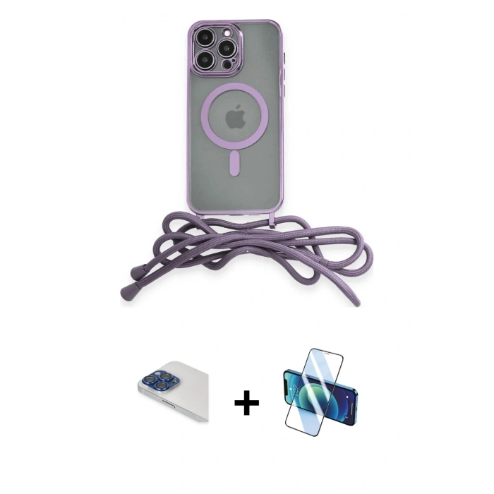 MARSİLYAN™- iPhone 13 Pro Max Kılıf Eksen Özel Seri - Siyah 3D Antistatik Cam Ekran Koruyucu + Pers Alüminyum Kamera Lens - LT