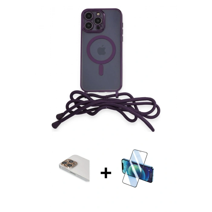MARSİLYAN™- iPhone 13 Pro Max Kılıf Eksen Özel Seri - Siyah 3D Antistatik Cam Ekran Koruyucu + Pers Alüminyum Kamera Lens - GD
