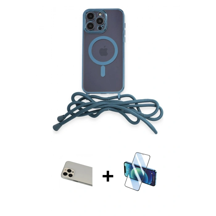 MARSİLYAN™- iPhone 13 Pro Max Kılıf Eksen Özel Seri - Siyah 3D Antistatik Cam Ekran Koruyucu + Rainbow Kamera Lens Koruma Cam - REGD