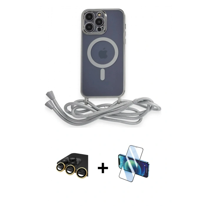 MARSİLYAN™- iPhone 13 Pro Max Kılıf Eksen Özel Seri - Siyah 3D Antistatik Cam Ekran Koruyucu + Raze Metal Kamera Lens - GD