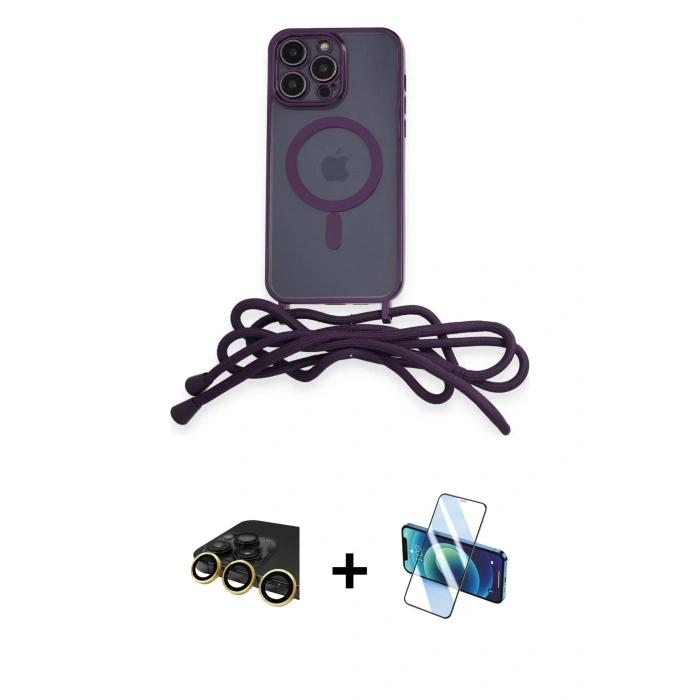 MARSİLYAN™- iPhone 13 Pro Max Kılıf Eksen Özel Seri - Siyah 3D Antistatik Cam Ekran Koruyucu + Raze Metal Kamera Lens - GD