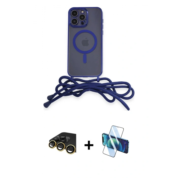 MARSİLYAN™- iPhone 13 Pro Max Kılıf Eksen Özel Seri - Siyah 3D Antistatik Cam Ekran Koruyucu + Raze Metal Kamera Lens - GD