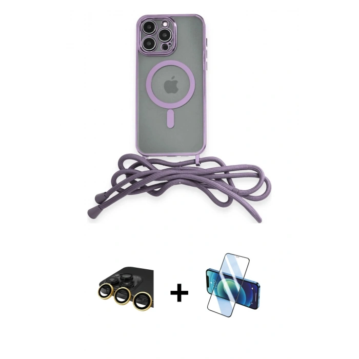 MARSİLYAN™- iPhone 13 Pro Max Kılıf Eksen Özel Seri - Siyah 3D Antistatik Cam Ekran Koruyucu + Raze Metal Kamera Lens - GD