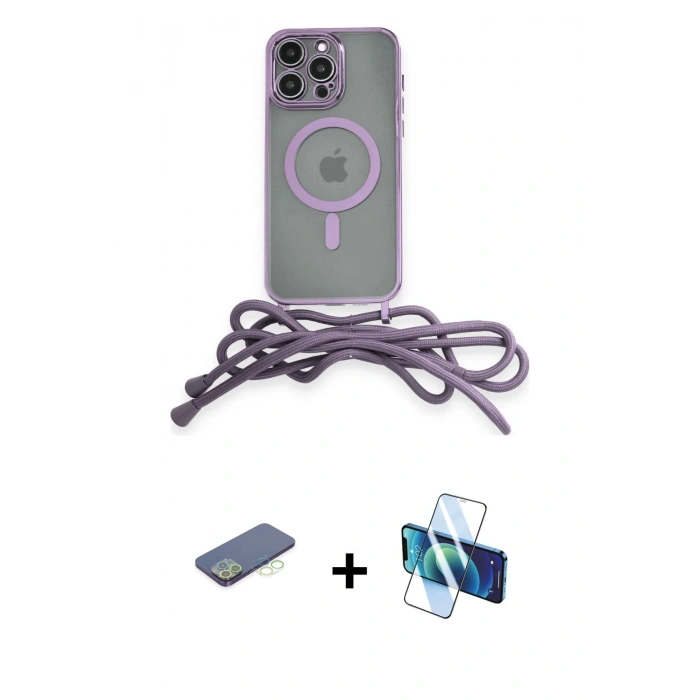 MARSİLYAN™- iPhone 13 Pro Max Kılıf Eksen Özel Seri - Siyah 3D Antistatik Cam Ekran Koruyucu + Renkli Kamera Lens Koruma Cam - YL