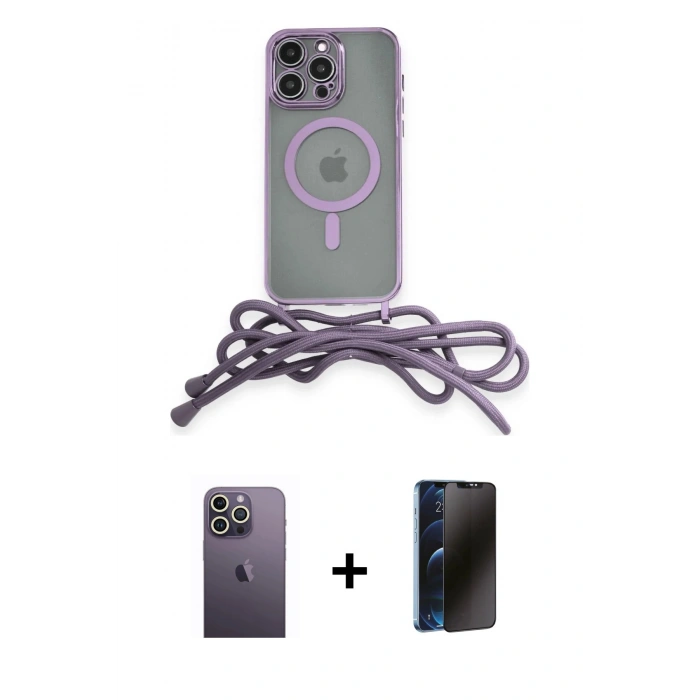 MARSİLYAN™- iPhone 13 Pro Max Kılıf Eksen Özel Seri - Siyah 3D Antistatik Hayalet Cam Ekran Koruyucu + Neon Fosforlu Kamera Lens - BZ