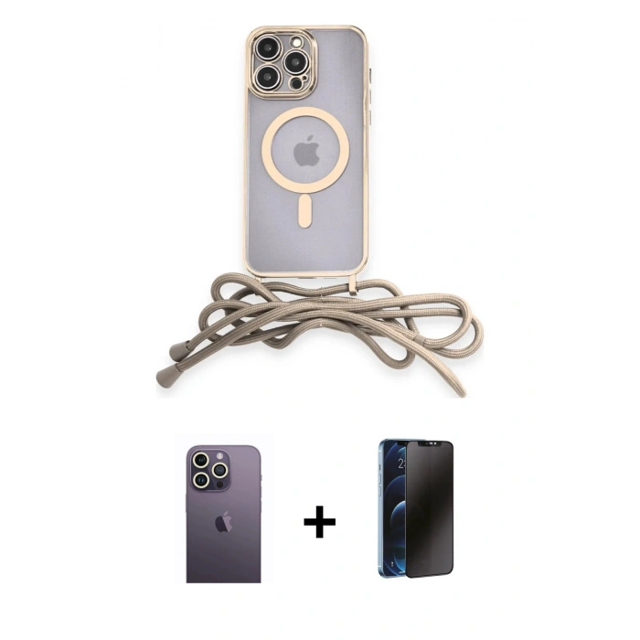 MARSİLYAN™- iPhone 13 Pro Max Kılıf Eksen Özel Seri - Siyah 3D Antistatik Hayalet Cam Ekran Koruyucu + Neon Fosforlu Kamera Lens - BZ