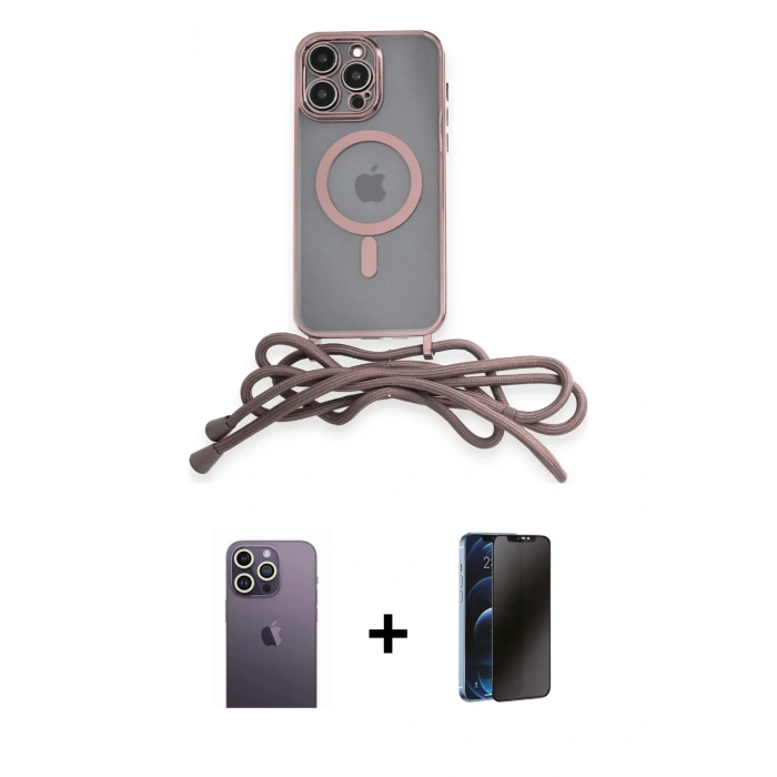 MARSİLYAN™- iPhone 13 Pro Max Kılıf Eksen Özel Seri - Siyah 3D Antistatik Hayalet Cam Ekran Koruyucu + Neon Fosforlu Kamera Lens - BZ
