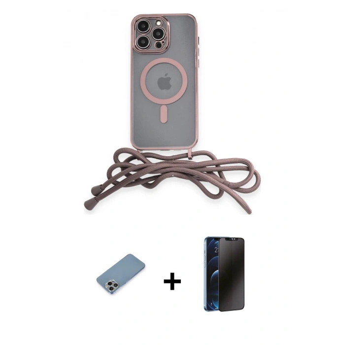 MARSİLYAN™- iPhone 13 Pro Max Kılıf Eksen Özel Seri - Siyah 3D Antistatik Hayalet Cam Ekran Koruyucu + Shine Kamera Lens Koruma Cam - GI