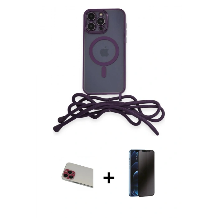 MARSİLYAN™- iPhone 13 Pro Max Kılıf Eksen Özel Seri - Siyah 3D Antistatik Hayalet Cam Ekran Koruyucu + Rainbow Kamera Lens Koruma Cam - KI
