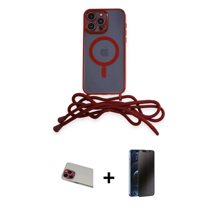 MARSİLYAN™- iPhone 13 Pro Max Kılıf Eksen Özel Seri - Siyah 3D Antistatik Hayalet Cam Ekran Koruyucu + Rainbow Kamera Lens Koruma Cam - KI