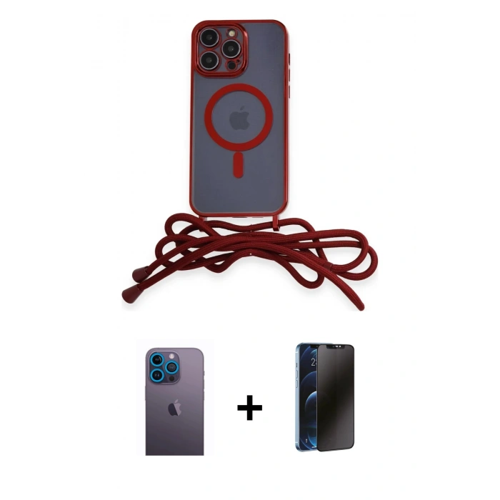 MARSİLYAN™- iPhone 13 Pro Max Kılıf Eksen Özel Seri - Siyah 3D Antistatik Hayalet Cam Ekran Koruyucu + Neon Fosforlu Kamera Lens - MI