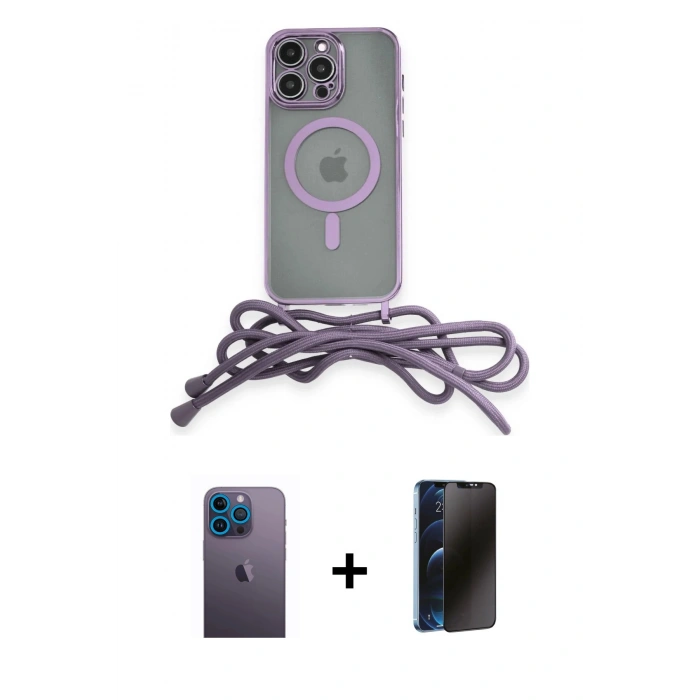 MARSİLYAN™- iPhone 13 Pro Max Kılıf Eksen Özel Seri - Siyah 3D Antistatik Hayalet Cam Ekran Koruyucu + Neon Fosforlu Kamera Lens - MI