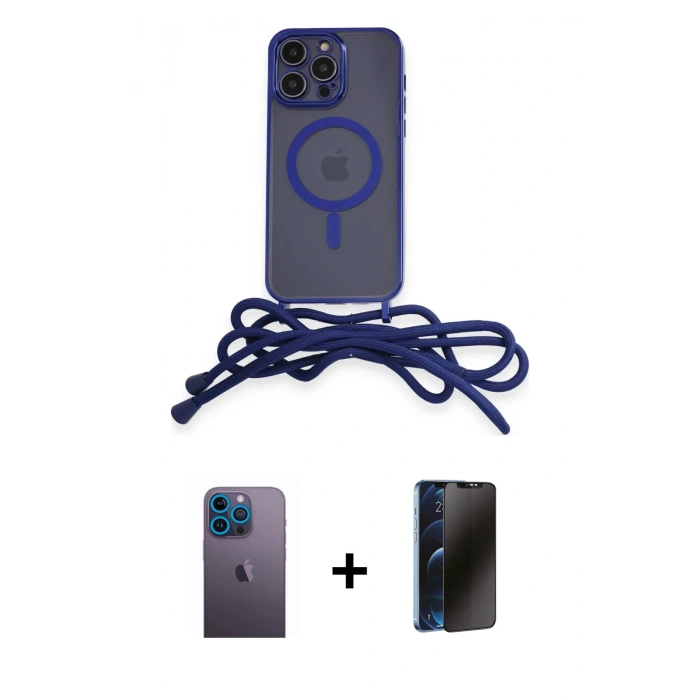 MARSİLYAN™- iPhone 13 Pro Max Kılıf Eksen Özel Seri - Siyah 3D Antistatik Hayalet Cam Ekran Koruyucu + Neon Fosforlu Kamera Lens - MI