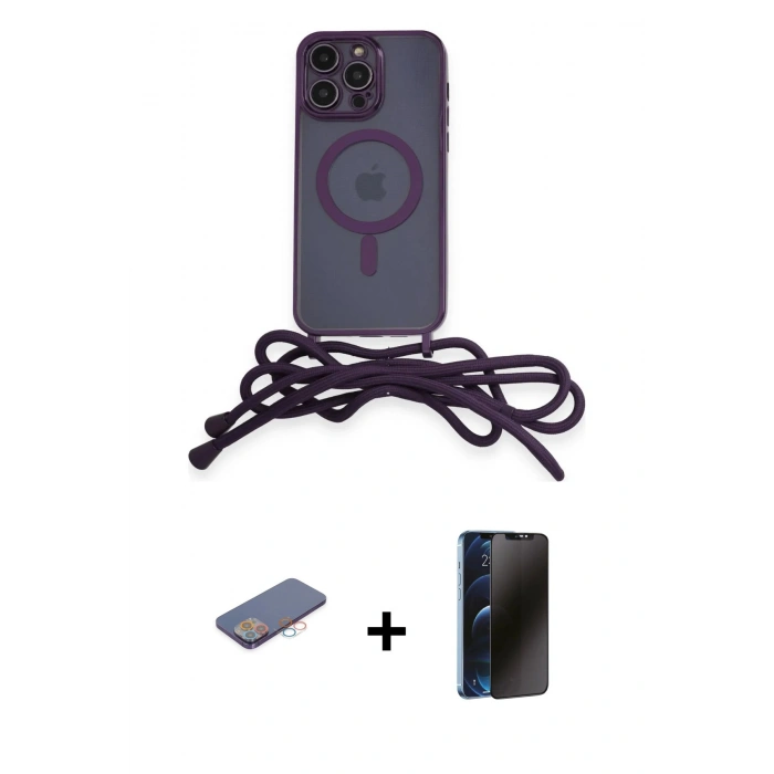 MARSİLYAN™- iPhone 13 Pro Max Kılıf Eksen Özel Seri - Siyah 3D Antistatik Hayalet Cam Ekran Koruyucu + Renkli Kamera Lens Koruma Cam - PE