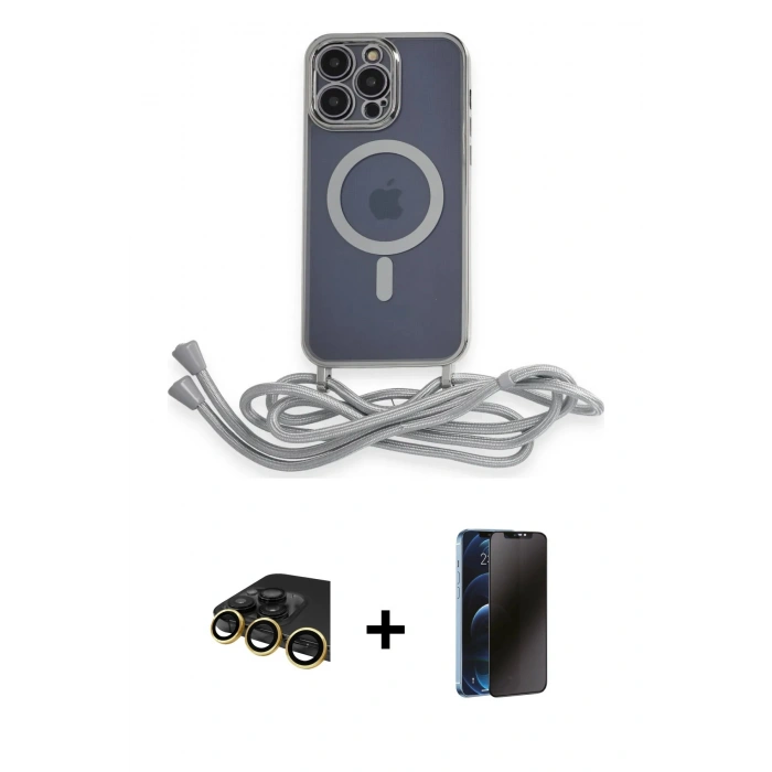 MARSİLYAN™- iPhone 13 Pro Max Kılıf Eksen Özel Seri - Siyah 3D Antistatik Hayalet Cam Ekran Koruyucu + Raze Metal Kamera Lens - GD