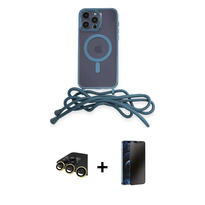MARSİLYAN™- iPhone 13 Pro Max Kılıf Eksen Özel Seri - Siyah 3D Antistatik Hayalet Cam Ekran Koruyucu + Raze Metal Kamera Lens - GD