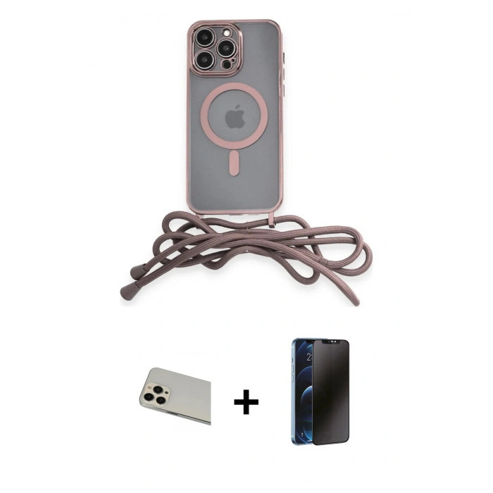 MARSİLYAN™- iPhone 13 Pro Max Kılıf Eksen Özel Seri - Siyah 3D Antistatik Hayalet Cam Ekran Koruyucu + Rainbow Kamera Lens Koruma Cam - REGD